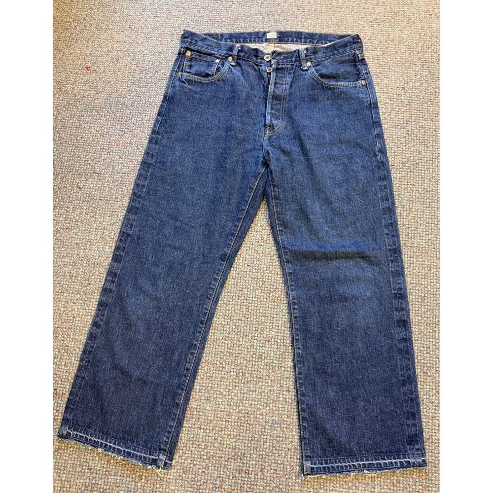 Chimala Japanese Selvedge Denim Straight Leg Jeans Blue Mens Raw Hem 34x27